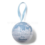 Tinplate Round Ball Candy Storage Favor Boxes, Christmas Metal Hanging Ball Gift Case, Castle, 16x6.8cm(CON-Q041-01C)