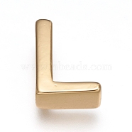 Brass Charms, Long-Lasting Plated, Real 18K Gold Plated, Letter.L, L: 8.5x6x3mm, Hole: 1.6mm(ZIRC-I037-01L-G)