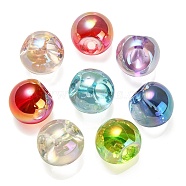 Transparent UV Plating Rainbow Iridescent Acrylic Beads, Round, Mixed Color, 18.5mm, Hole: 4mm(OACR-P015-07)