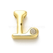 Rack Plating Brass Cubic Zirconia Beads, Long-Lasting Plated, Lead Free & Cadmium Free, Alphabet, Letter L, 12x11.5x4.8mm, Hole: 2.7mm(KK-L210-008G-L)