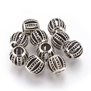 Alloy Beads, Rondelle, Antique Silver, 9.5x11mm, Hole: 6mm; Fit for 0.5~1mm Rhinestone(PALLOY-E454-57AS)