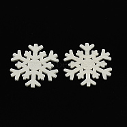 Dyed Snowflake Wood Cabochons, White, 36x34x2mm(WOOD-R240-20)