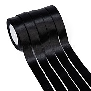 Single Face Satin Ribbon, Polyester Ribbon, Black, 1 inch(25mm) wide, 25yards/roll(22.86m/roll), 5rolls/group, 125yards/group(114.3m/group)(RC25mmY039)