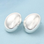Rack Plating Brass Stud Earrings, Lead Free & Cadmium Free, Long-Lasting Plated, Oval, Silver, 27.5x21mm(EJEW-F324-03S)