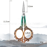 Stainless Steel Scissors, Embroidery Scissors, Sewing Scissors, with Zinc Alloy Handle, Flower, 115x55mm(PW-WG25881-01)