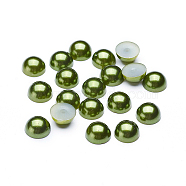 ABS Plastic Cabochons, Imitation Pearl, Half Round, Olive, 8x4mm, about 2000pcs/bag(OACR-S012-8mm-Z44)