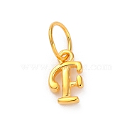 925 Sterling Silver Letter Charms with Jump Rings, Golden, Letter F, 10x6x2mm, Hole: 5mm(STER-R008-01G-F)