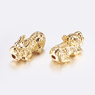 Long-Lasting Plated Alloy Beads, Pi Xiu, Golden, 15x7x7~7.5mm, Hole: 1.5mm(PALLOY-G205-01G)