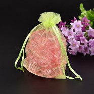 Organza Bags, Rectangle, Light Green, about 10cm wide, 15cm long(X-T247P011)