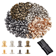 120 Sets 4 Colors Alloy Nipple Rivets, Round Head Knob Screwback Rivet, Button Stud Rivet, with Iron Screws, for Clothes Bag Shoes Box Wristband Closure Leather Craft, Mixed Color, 6.5~8x5.5~7.5mm, 30 sets/color(FIND-NB0003-70)