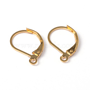 Brass Leverback Earring Findings, with Loop, Cadmium Free & Nickel Free & Lead Free, Golden, 16x10x2mm, Hole: 1mm, Pin: 0.8mm(X-KK-R014-G-NR)