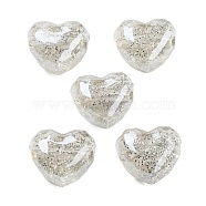 UV Plating Acrylic European Beads, Christmas Theme, Glitter Powder, Heart, WhiteSmoke, 20x22x14mm, Hole: 4mm(X-OACR-S142-01C)