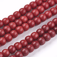 Synthetic Turquoise Beads Strands, Dyed, Round, Crimson, 4mm, Hole: 1mm, about 110pcs/strand, 15.6 inch(TURQ-G106-4mm-02H)