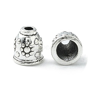 Apetalous Alloy Cord End Caps, Tibetan Style, Lead Free & Cadmium Free, Antique Silver, 11x10mm, Hole: 3mm, Inner Size: 8mm, about 550pcs/1000g(TIBEB-0672-AS-RS)