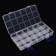 Plastic Bead Storage Container, 18 Compartment Organizer Boxes, Rectangle, Clear, 21.5x11x3cm(CON-S043-05)