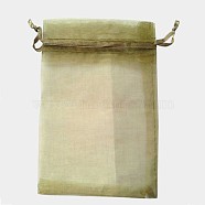 Organza Gift Bags with Drawstring, Jewelry Pouches, Wedding Party Christmas Favor Gift Bags, Dark Khaki, 9x7cm(OP-R016-7x9cm-13)