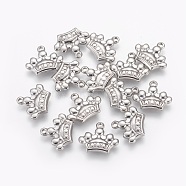 304 Stainless Steel Charms, Crown, Stainless Steel Color, 14.2x16.8x3mm, Hole: 1.6mm(X-STAS-P228-06)