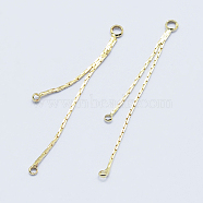 Long-Lasting Plated Brass Chandelier Component Links, 3 Loop Connectors, Real 18K Gold Plated, Nickel Free, Chains, 41.5x1x1mm, Hole: 0.5mm and 1mm(KK-K204-151G-NF)