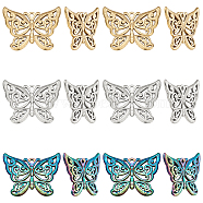 DICOSMETIC 18Pcs 3 Colors 304 Stainless Steel Pendants, Butterfly, Mixed Color, 24x30x2mm, Hole: 1.8mm, 6pcs/color(STAS-DC0010-90)