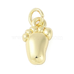 Brass Pendants, Footprint, Real 18K Gold Plated, 14x8.5x5mm, Hole: 2mm(KK-S390-02G)