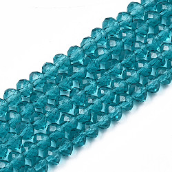 Glass Beads Strands, Faceted, Rondelle, Light Sea Green, 2.9~3.3x2mm, Hole: 0.8mm, about 145~150pcs/strand, 34~35cm(EGLA-A034-T2mm-D27)