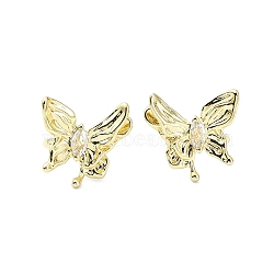 Rack Plating Brass Micro Pave Cubic Zirconia Cuff Earring, Cadmium Free & Lead Free, Long-Lasting Plated, Butterfly, Real 18K Gold Plated, 19x18.5x13.5mm(EJEW-C086-11G)