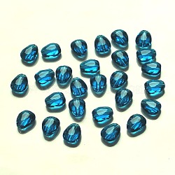 K9 Glass, Imitation Austrian Crystal Beads, Grade AAA, Faceted, teardrop, Dodger Blue, 8x6x3.5mm, Hole: 0.7~0.9mm(SWAR-F086-8x6mm-25)