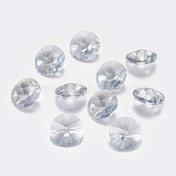 Faceted Glass Rhinestone Charms, Imitation Austrian Crystal, Cone, Blue Shade, 10x4.5mm, Hole: 1mm(RGLA-F049-10mm-001BS)