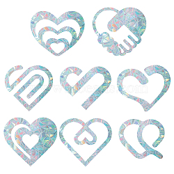 Waterproof PVC Colored Laser Stained Window Film Adhesive Stickers, Electrostatic Window Stickers, Heart Pattern, 12cm, 16pcs/set(DIY-WH0256-021)