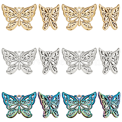18Pcs 3 Colors 304 Stainless Steel Pendants, Butterfly, Mixed Color, 24x30x2mm, Hole: 1.8mm, 6pcs/color(STAS-DC0010-90)