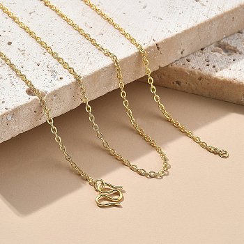 Brass Cable Chain Necklaces for Men Women, Long-Lasting Plated, Real 18K Gold Plated, 17.72 inch(45cm)