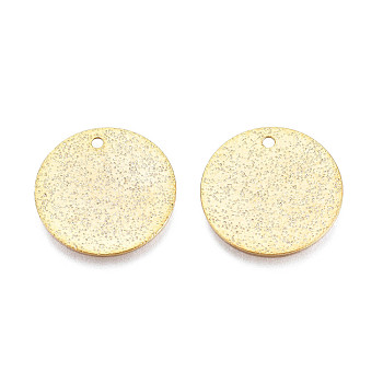 Brass Charms, Textured, Flat Round, Cadmium Free & Nickel Free & Lead Free, Real 18K Gold Plated, 14x0.3mm, Hole: 1mm