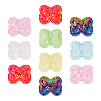 10Pcs UV Plating Opaque Acrylic Beads, Iridescent, Bowknot, Mixed Color, 17x20.5x10.5mm, Hole: 3.5mm