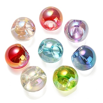 Transparent UV Plating Rainbow Iridescent Acrylic Beads, Round, Mixed Color, 18.5mm, Hole: 4mm