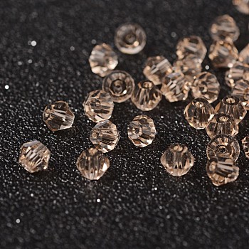 Imitation Crystallized Glass Beads, Transparent, Faceted, Bicone, Dark Khaki, 4x3.5mm, Hole: 1mm about 720pcs/bag