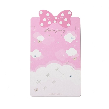 Rectangle Bowknot Earring Display Cards, Cloud Pattern, Pearl Pink, 15.6x8.9x0.04cm, Hole: 2mm