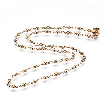 304 Stainless Steel Chain Necklaces, with Lobster Claw Clasps, Ion Plating (IP), Flat Round, Golden, 17.9 inch(45.5cm)