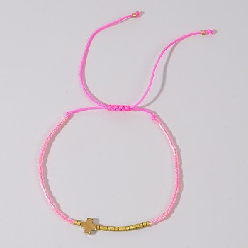 Simple European Style Glass Seed Bead & Cross Braided Bead Bracelets for Women
