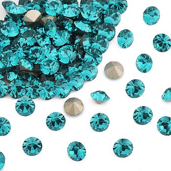 Preciosa&reg MAXIMA Crystal Round Stones, Czech Crystal, Dura Foiling, Round(431 11 615 Chaton), 60230 Blue Zircon, SS45(9.85~10.2mm)