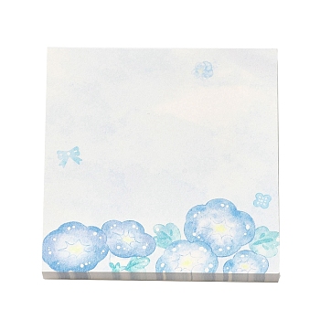 100 Sheets Flower Pattern Pad Sticky Notes, Sticker Tabs, for Office School Reading, Square, Light Blue, 80x80x0.1mm
