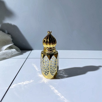 Arabic Style Glass Empty Refillable Roller Ball Bottle, with Plastic Cover, Travel Essential Oil Perfume Containers, Net, 2.5x6.8cm, Capacity: 6ml(0.20fl. oz)