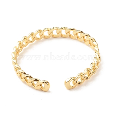 Brass Curb Chain Shape Open Cuff Bangle for Women(BJEW-B054-38G)-2