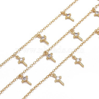 Clear Brass+Cubic Zirconia Handmade Chains Chain