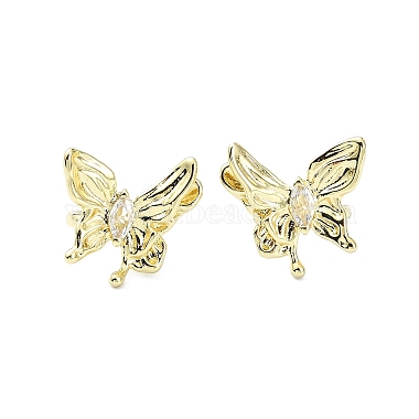 Clear Butterfly Brass Earrings