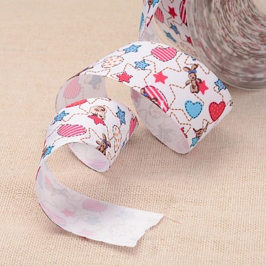 Heart & Star Printed Polyester Ribbon for Gift Packing and Festival Decoration(SRIB-M011-01A)-3