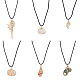 6Pcs 6 Style Natural Shell Pendant Necklaces Set with Wax Cords for Women(NJEW-AN0001-42)-1