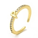 Clear Cubic Zirconia Initial Letter Open Cuff Ring(RJEW-H120-09G-P)-1