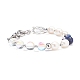 bracelet en perles de lapis-lazuli naturel (teint) et pierre de lune synthétique et perle(BJEW-TA00058)-1