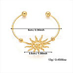 304 Stainless Steel Cuff Bangles, Torque Bangles for Women, Golden, Sun, Inner Diameter: 2.36 inch(6cm)(WG08202-01)