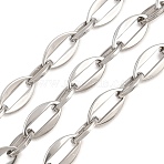 201 Stainless Steel Oval Link Chains, with Spool, Unwelded, Stainless Steel Color, 11x7x1.5mm and 15x8x1.5mm(CHS-H118-14P)